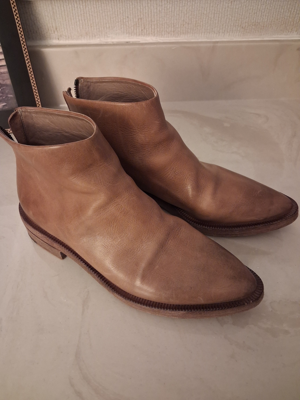 Marséll Leather Pointed Almond Toe Ankle Boots~ Chic Stlye - Picture 2 of 9
